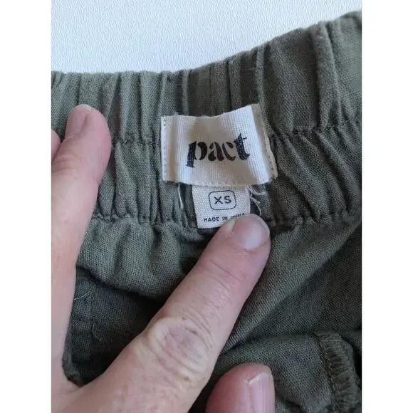 PACT Organic Cotton Hemp Pull On Khaki Green Cropped Pant Size XS Nature Outdoor - Picture 5 of 11